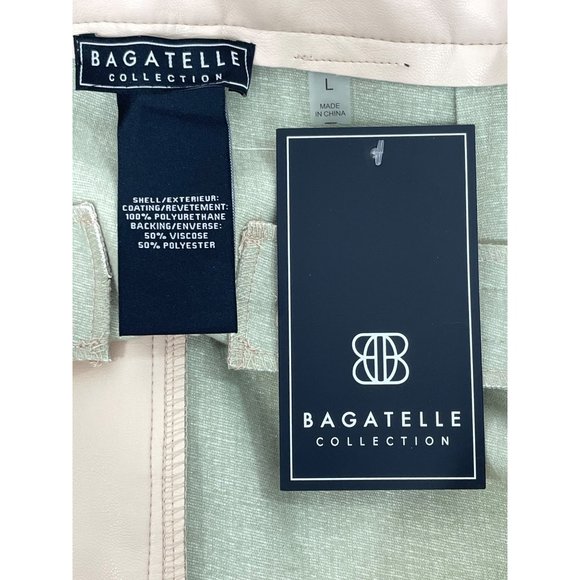 Bagatelle Faux Leather Women’s Cropped Pants L Wide Leg Peach Zip Button - Picture 5 of 14